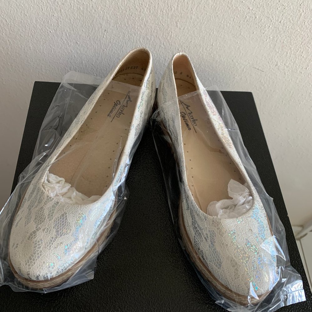 Marco Optima Womens White silver leather Shoes S10 - Picture 2 of 7